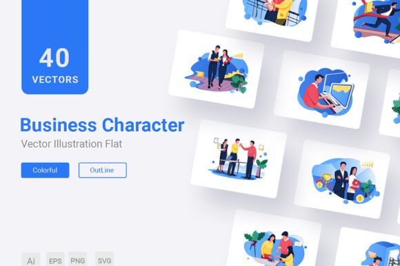 Business Character Flat Illustration: 80 Vectors for Modern Design
