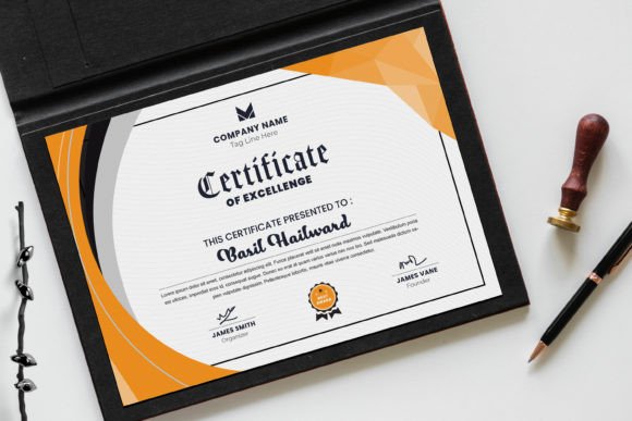 Certificate Layout with Yellow Accents: Elevate Your Awards