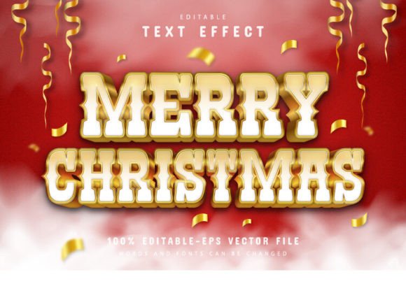 Christmas White Gold 3D Text Effect: Elevate Your Holiday Designs