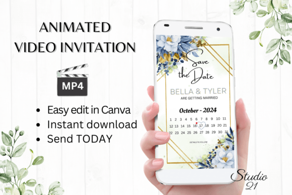 Digital Save the Date W2144B: Instant Animated Invitations