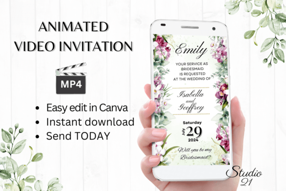 Elegant Invitations: Orchids Bridesmaid Proposal W3454M in Action