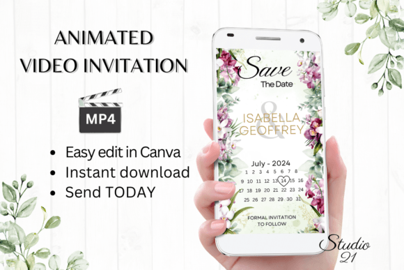 Elegant Orchids Save the Date W2454B: Digital Invitations