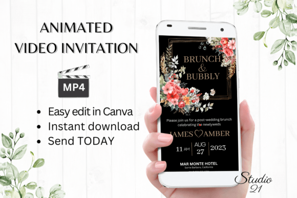 Floral Wedding Brunch Invite W9133: A Fresh Take on Digital Stationery