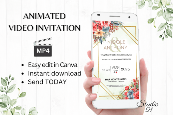 Floral Wedding Invitation W8134: Edit & Send in Minutes
