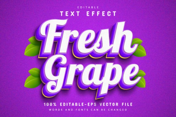 Fresh Grape Fruit 3D Text Effect: Vibrant Vector Design