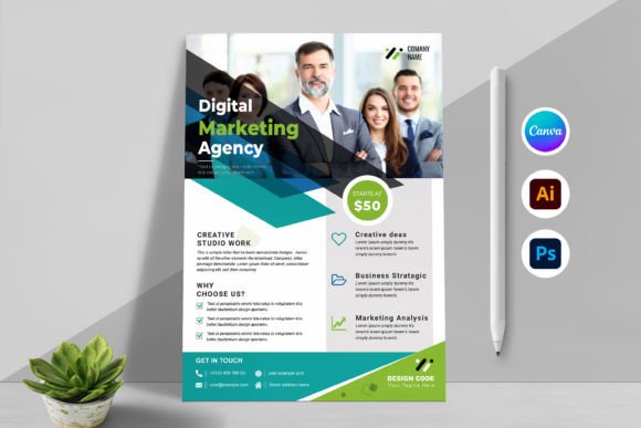 Modern Corporate Business Flyer Template: Instant Canva Download