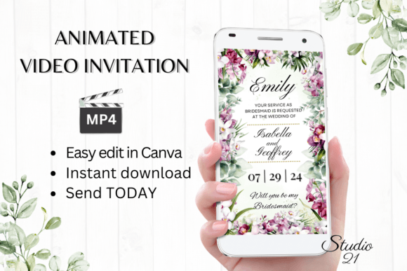Orchids Bridesmaid Proposal W3450M: A Modern Script for Memorable Invites