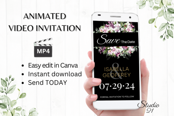Orchids Save the Date Invite W2457: A Modern Wedding Template
